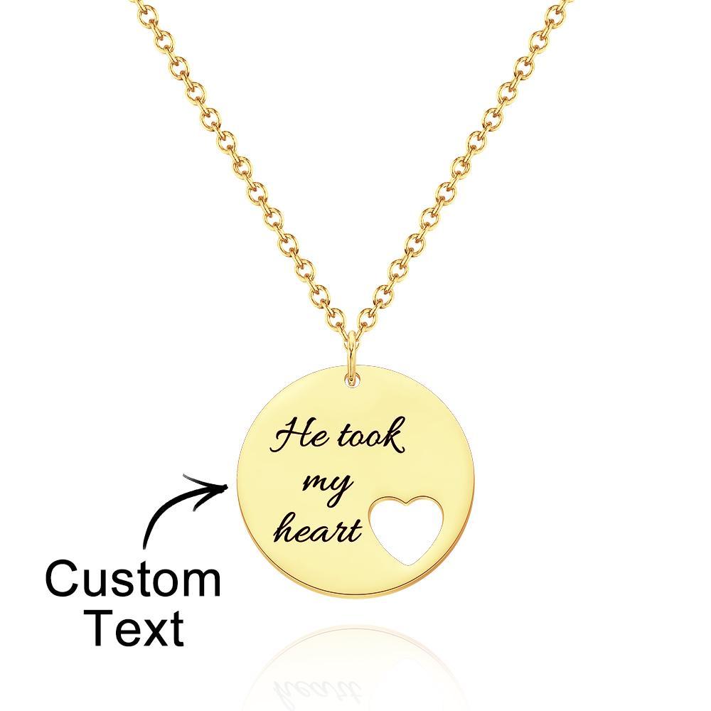 Collana Personalizzata Con Taglio A Cuore Ciondolo A Forma Di Cuore Vuoto Con Incisione Personalizzata - soufeelit