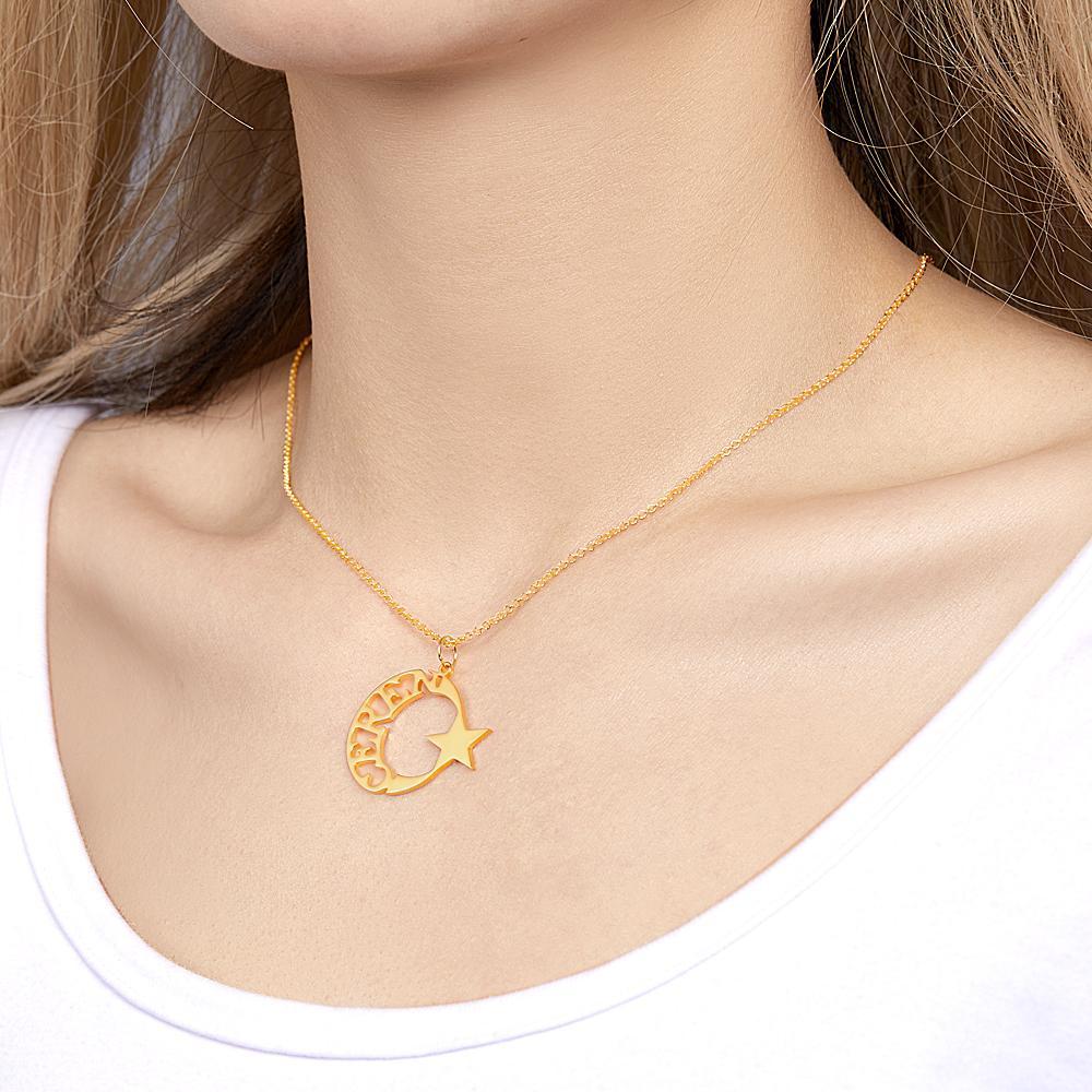 Collana Con Incisione Personalizzata Collana Con Pendente A Stella Cava Regalo Per Le Donne - soufeelit