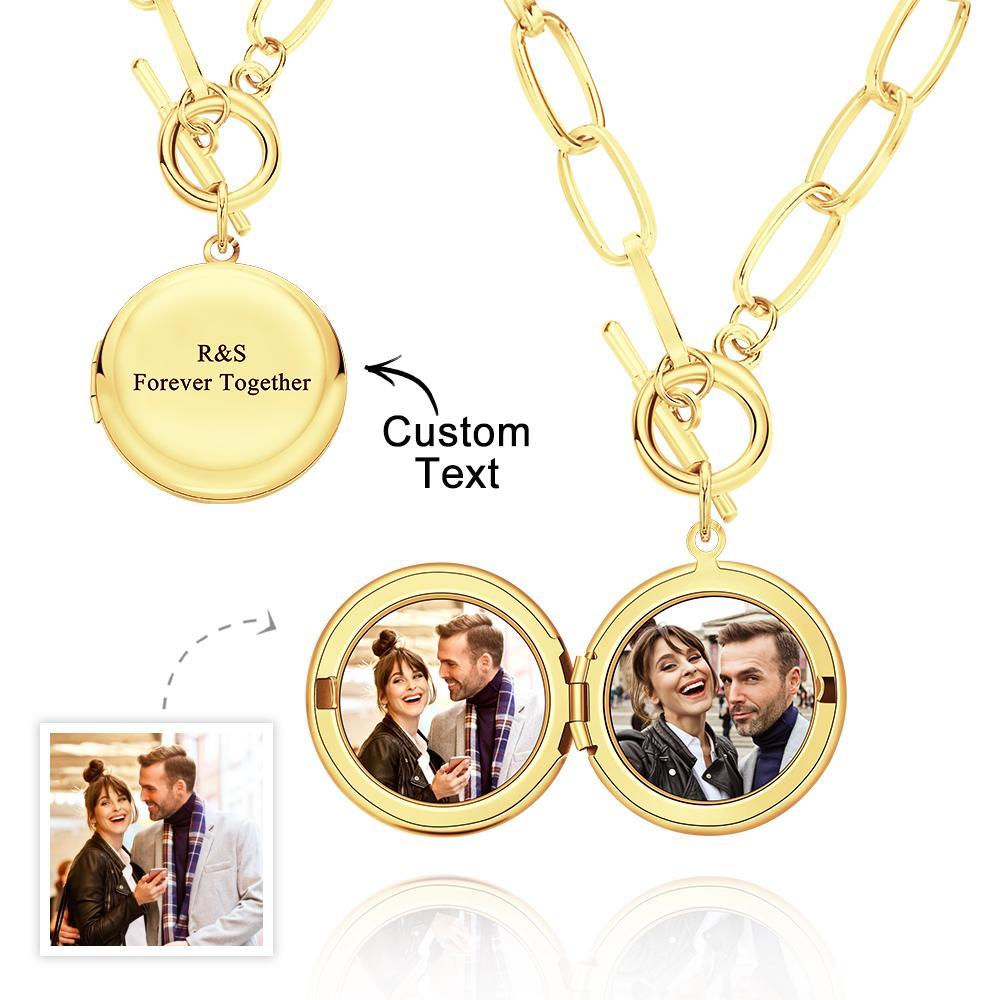 Collana Elegante Con Foto Personalizzata Collana A Catena Con Ciondolo Inciso Per Lei - soufeelit