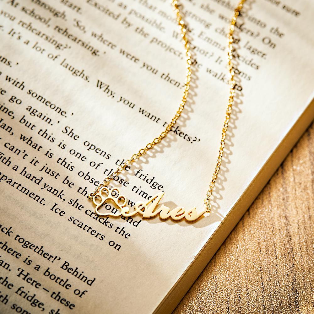 Collana Personalizzata Con Nome Di Stampa Della Zampa Dell'animale Domestico Bella Collana Di Gioielli Con Zampa Di Animale - soufeelit