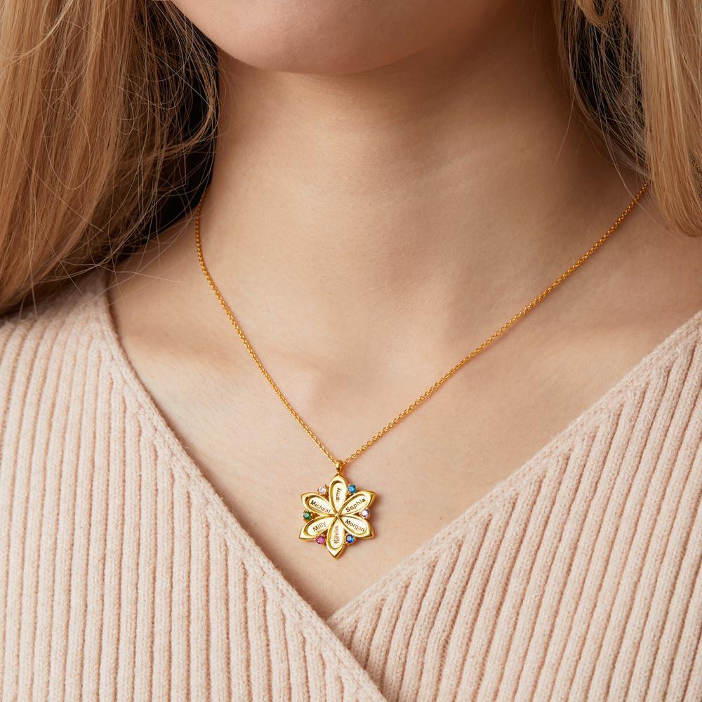 Collana Con Nome Personalizzato Fiore Elegante Collana Con Pendente Birthstone Gioielli Regali Per La Festa Della Mamma - soufeelit