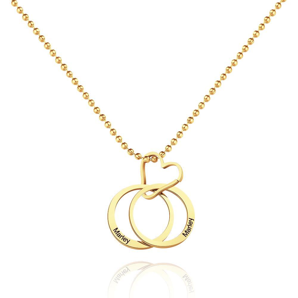 Collana A Due Cerchi Con Anello A Forma Di Cuore Inciso Personalizzato Per Il Miglior Regalo Per Le Coppie