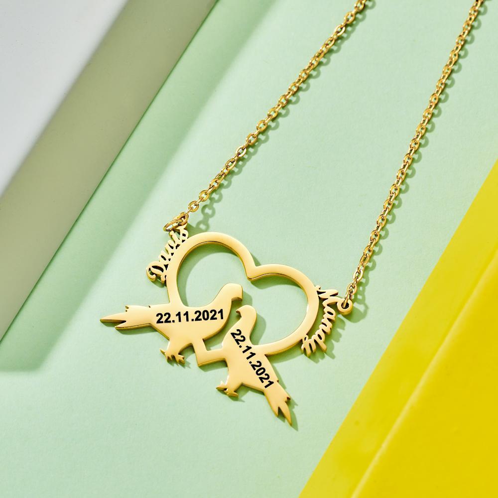 Collana Con Incisione Personalizzata Collana Con Nome Di Cuore Di Uccello D'amore Regalo Per Lei - soufeelit