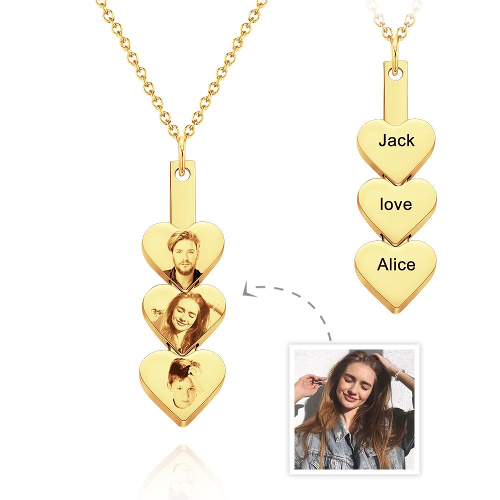 Collana Personalizzata Con Foto Incisa Collana Con Cuciture A Cuore Di Pesca Regalo Per Lei - soufeelit
