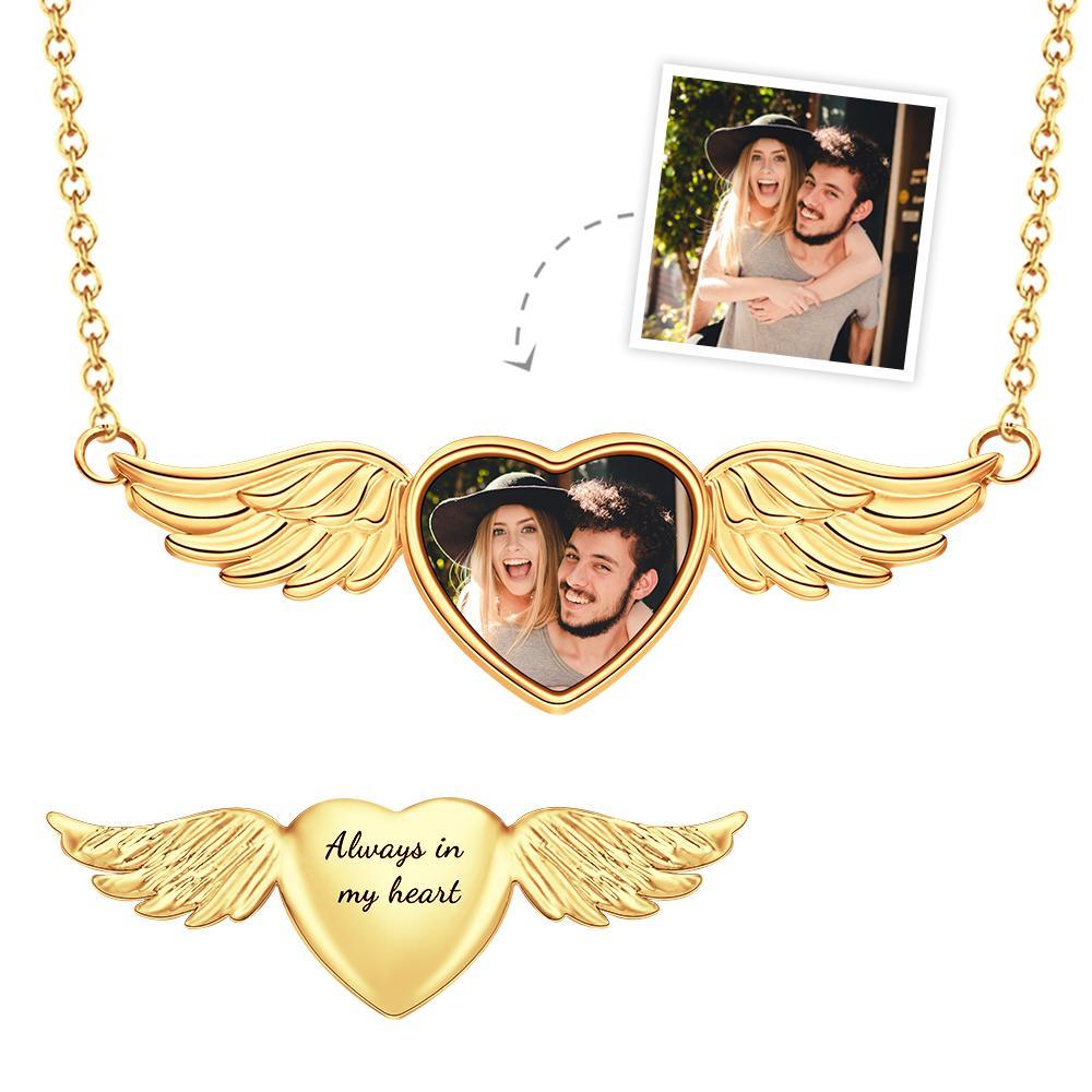 Collana Personalizzata Con Foto Incisa Love Wings Angel Couple Regali - soufeelit