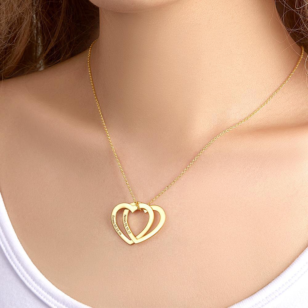 Collana Con Incisione Personalizzata Collana Con Due Cuori Regalo Per Lei - soufeelit