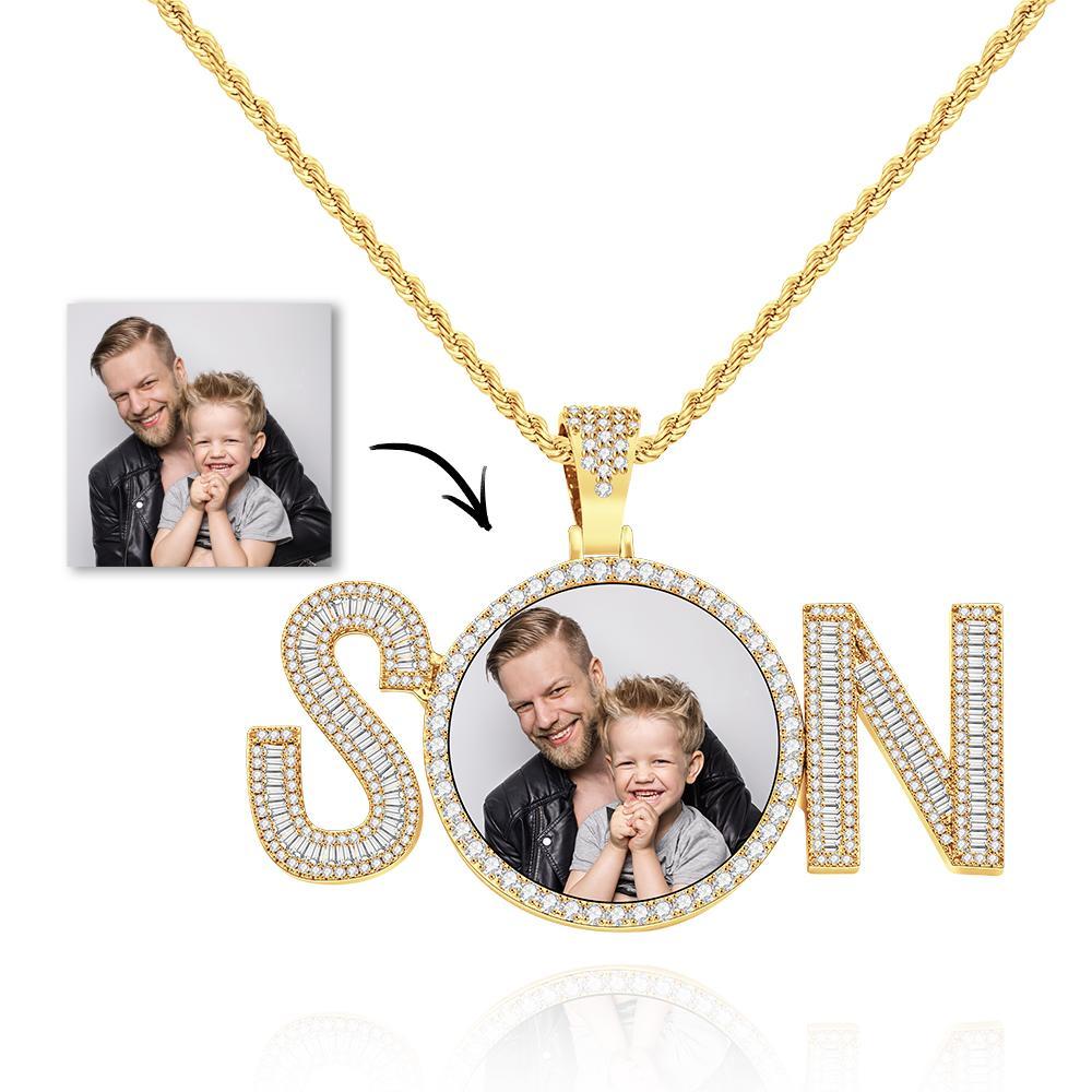 Collana Con Ciondolo In Zircone Con Foto Personalizzata Son Collana Con Ciondolo A Forma Di Lettera - soufeelit