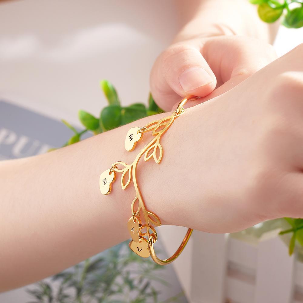 Bracciale con alfabeto inciso personalizzato Bracciale con albero unico