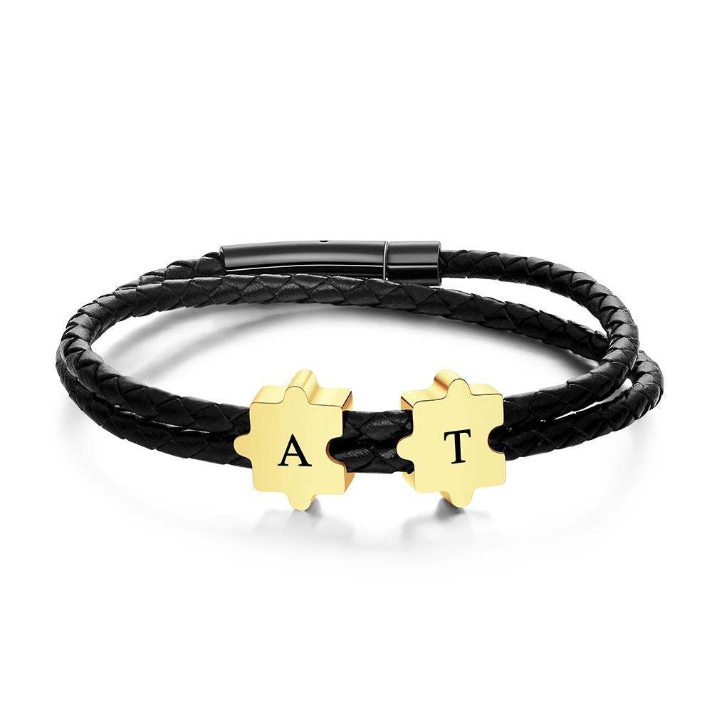 Bracciale Con Incisione Personalizzata Forma Di Puzzle Nome Personalizzato Regalo Da Uomo