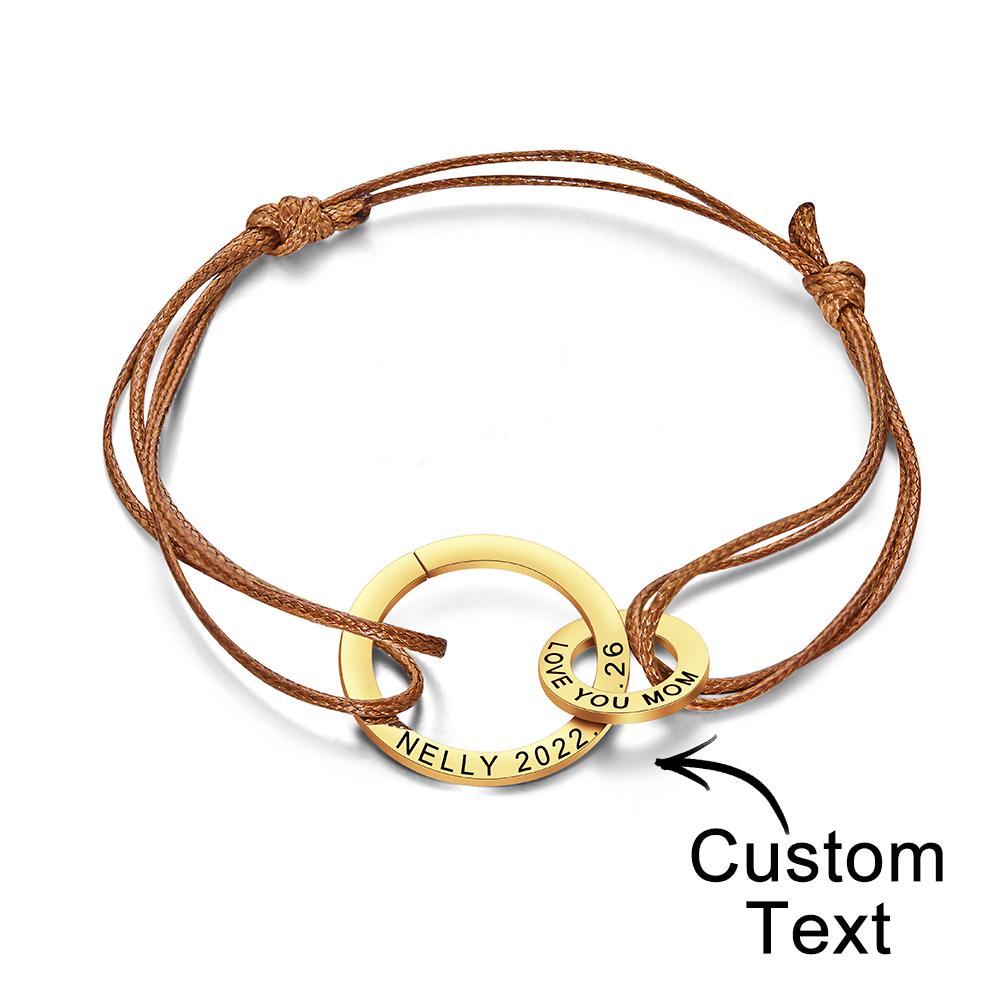 Bracciale Personalizzato Inciso A Due Cerchi Bracciale Personalizzato Elegante Per Le Donne - soufeelit