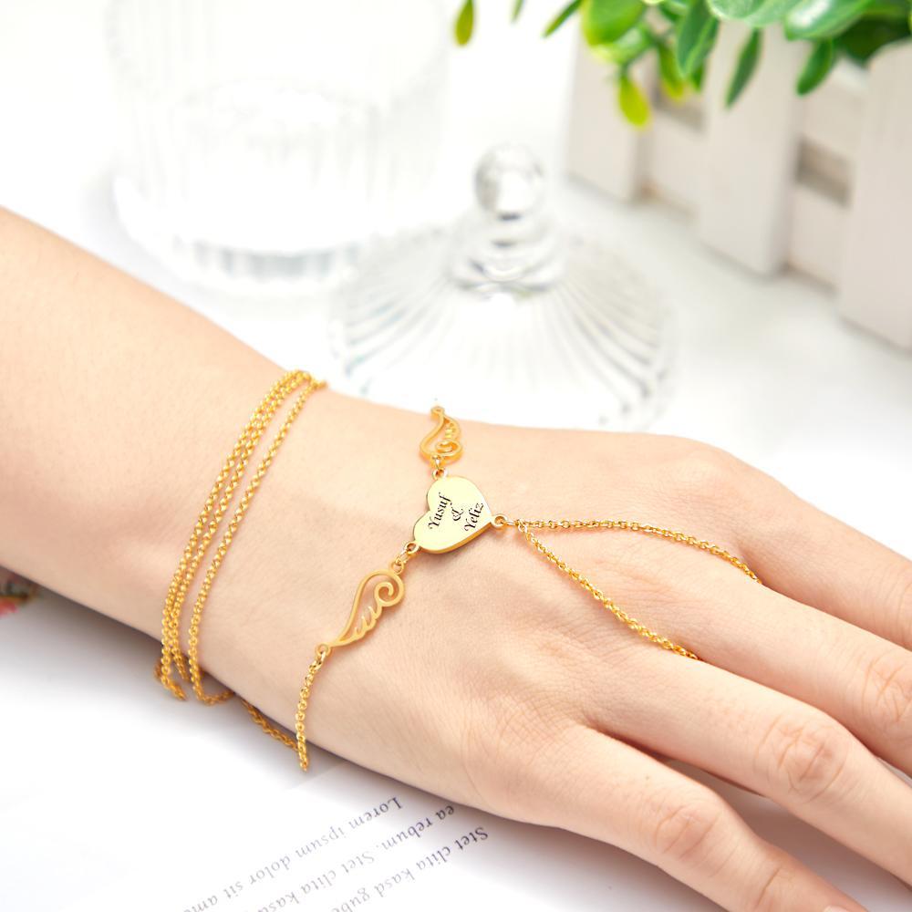 Bracciale Con Incisione Personalizzata Bracciale Con Ali A Forma Di Cuore Regalo Unico Per Le Donne - soufeelit