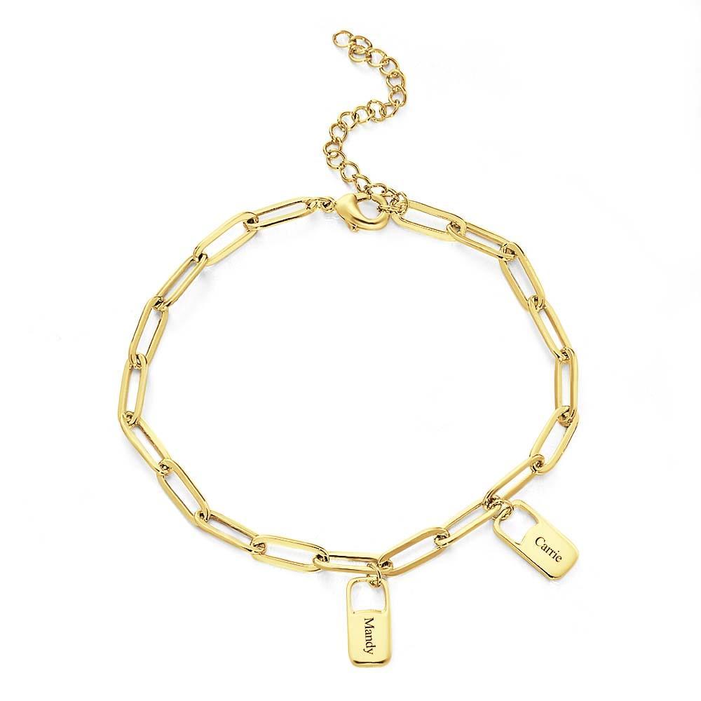 Bracciale Con Maglie A Catena Rory Con 1-6 Ciondoli Bracciale Con Nomi Di Famiglia Personalizzati - soufeelit