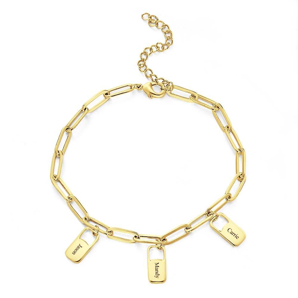 Bracciale Con Maglie A Catena Rory Con 1-6 Ciondoli Bracciale Con Nomi Di Famiglia Personalizzati - soufeelit