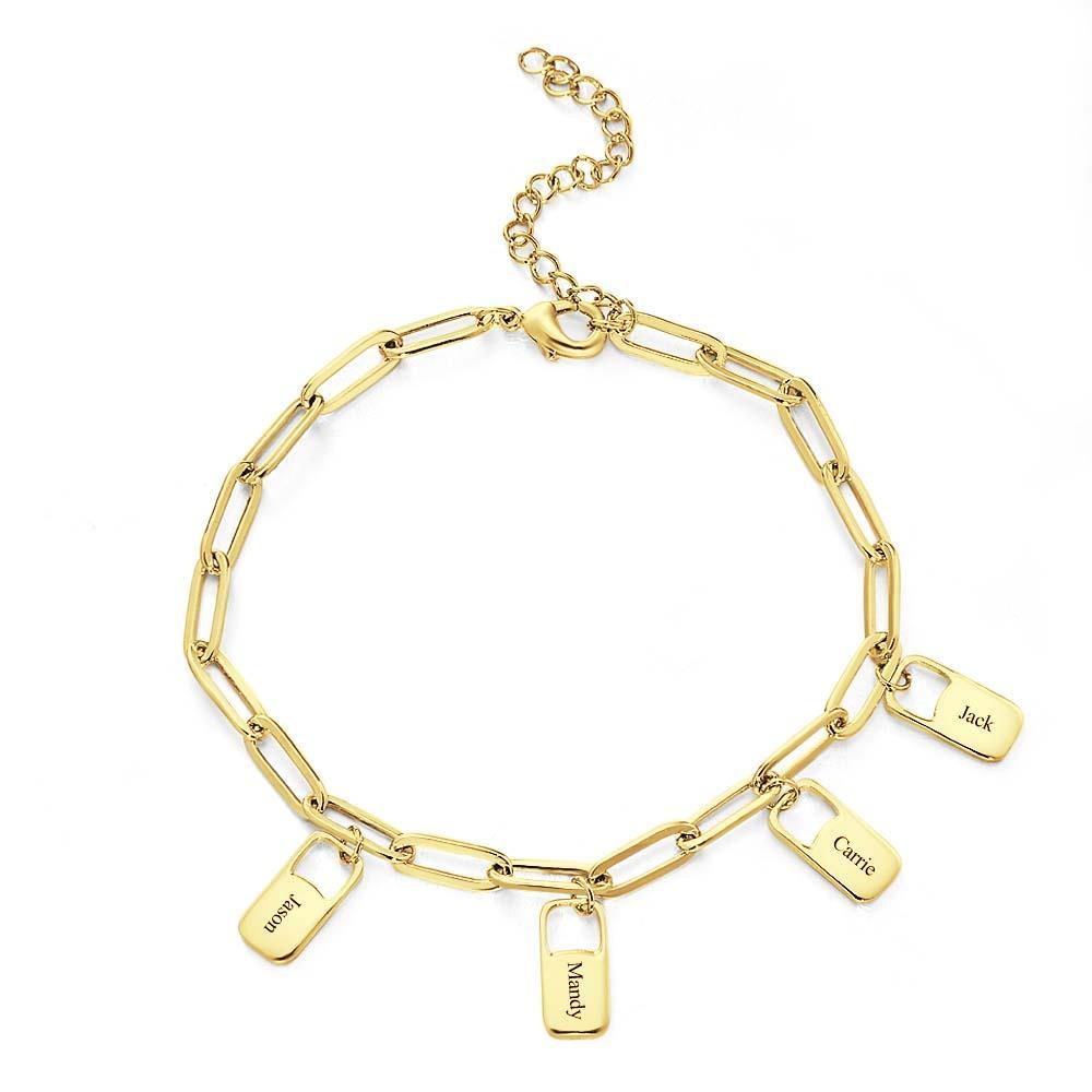 Bracciale Con Maglie A Catena Rory Con 1-6 Ciondoli Bracciale Con Nomi Di Famiglia Personalizzati - soufeelit