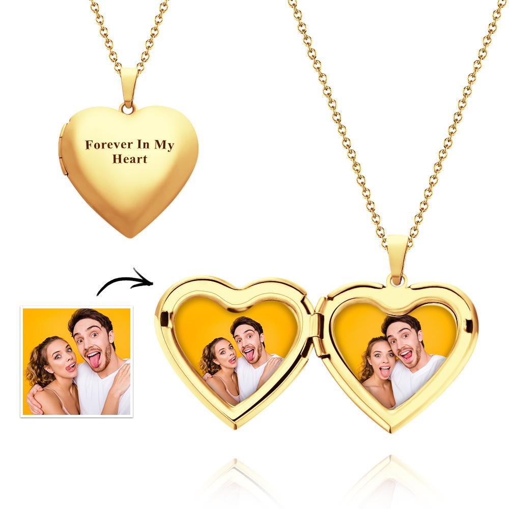 Ciondolo A Cuore Con Collana Incisa Con Foto Personalizzata Regali Di Coppia Squisiti - soufeelit