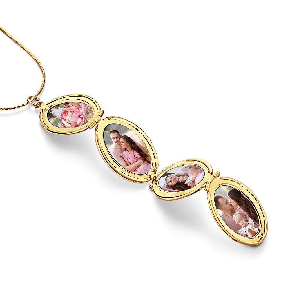 Dipinto A Mano Festa Della Mamma 4 Foto In Un Medaglione Collana Medaglione Pieghevole Ovale Regalo Per Mamma - soufeelit