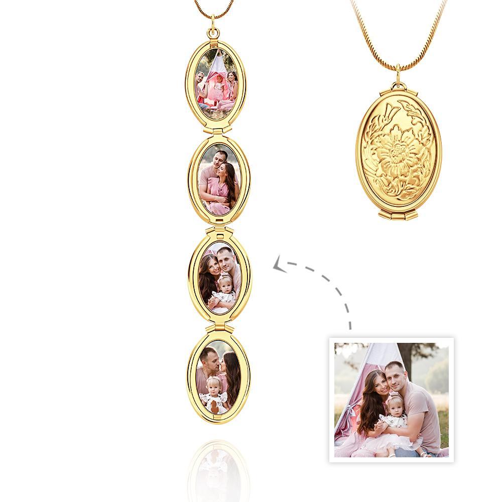 Dipinto A Mano Festa Della Mamma 4 Foto In Un Medaglione Collana Medaglione Pieghevole Ovale Regalo Per Mamma - soufeelit
