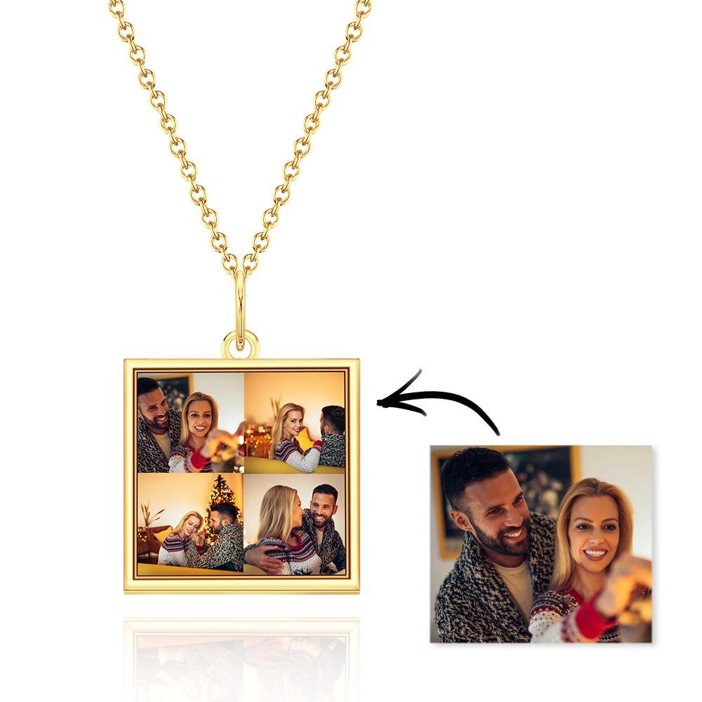 Collana Personalizzata Con Quattro Foto Ciondolo Quadrato Con Ciondolo Personalizzato