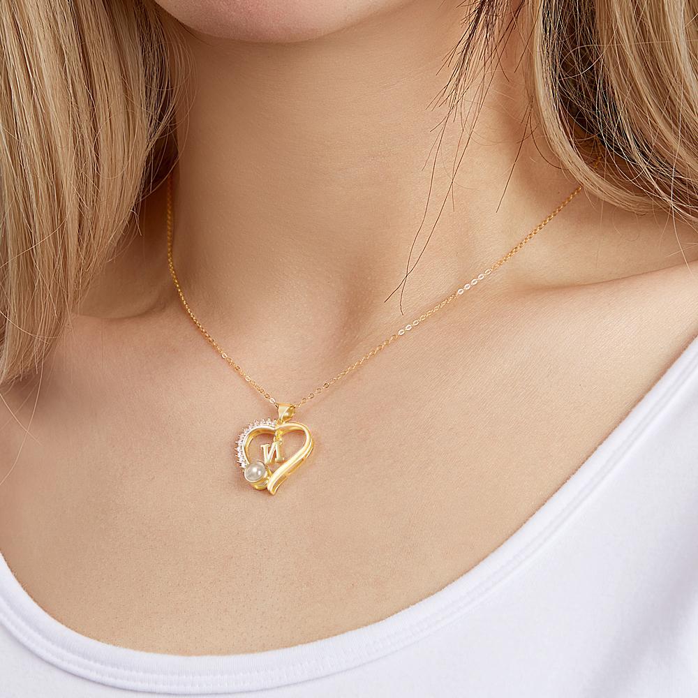 Collana Di Proiezione Personalizzata Lettera Personalizzata Regali Di Design A Forma Di Cuore - soufeelit
