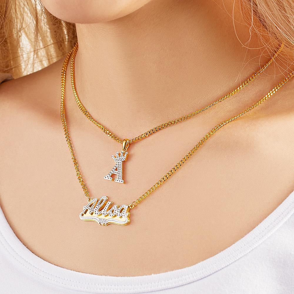 Collana Con Incisione Personalizzata Collana Doppia Collana Con Lettera A Corona Regalo Per Lei - soufeelit