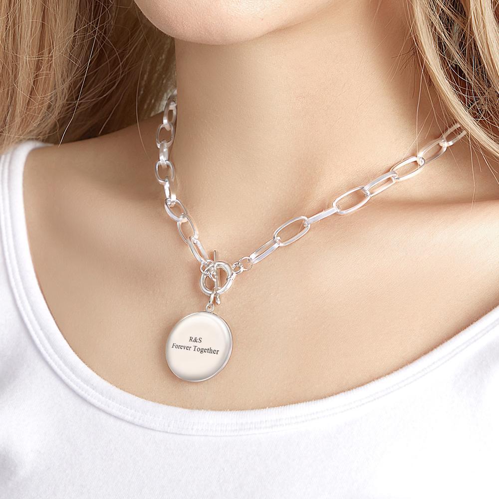 Collana Elegante Con Foto Personalizzata Collana A Catena Con Ciondolo Inciso Per Lei - soufeelit