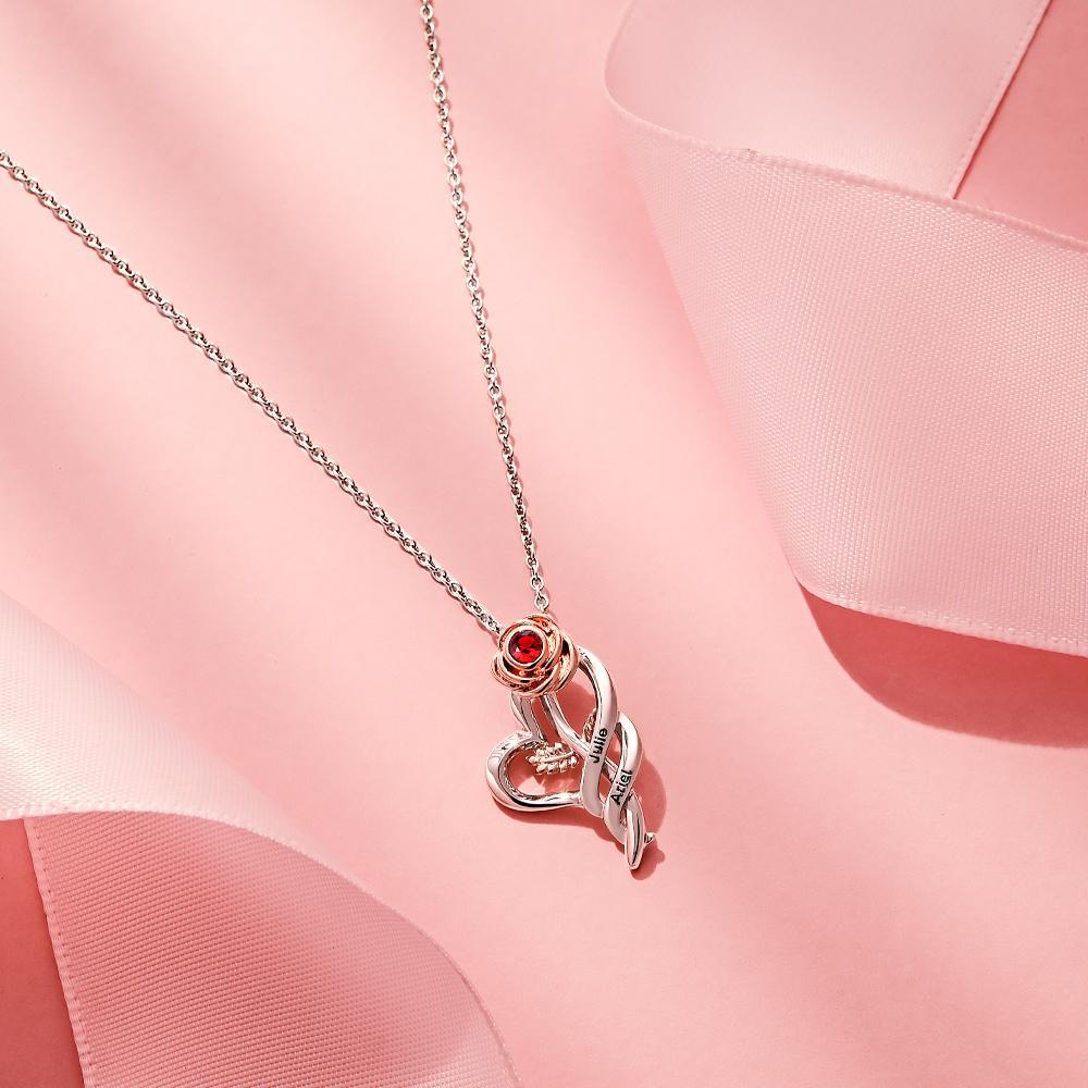 Collana Rosa Personalizzata Con Pietra Portafortuna Rossa Bel Regalo Per La Mamma - soufeelit