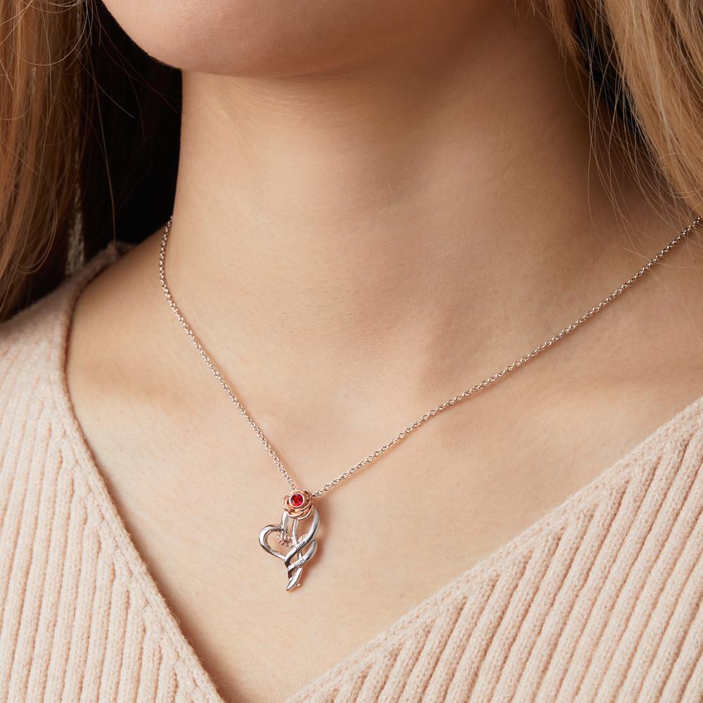 Collana Rosa Personalizzata Con Pietra Portafortuna Rossa Bel Regalo Per La Mamma - soufeelit