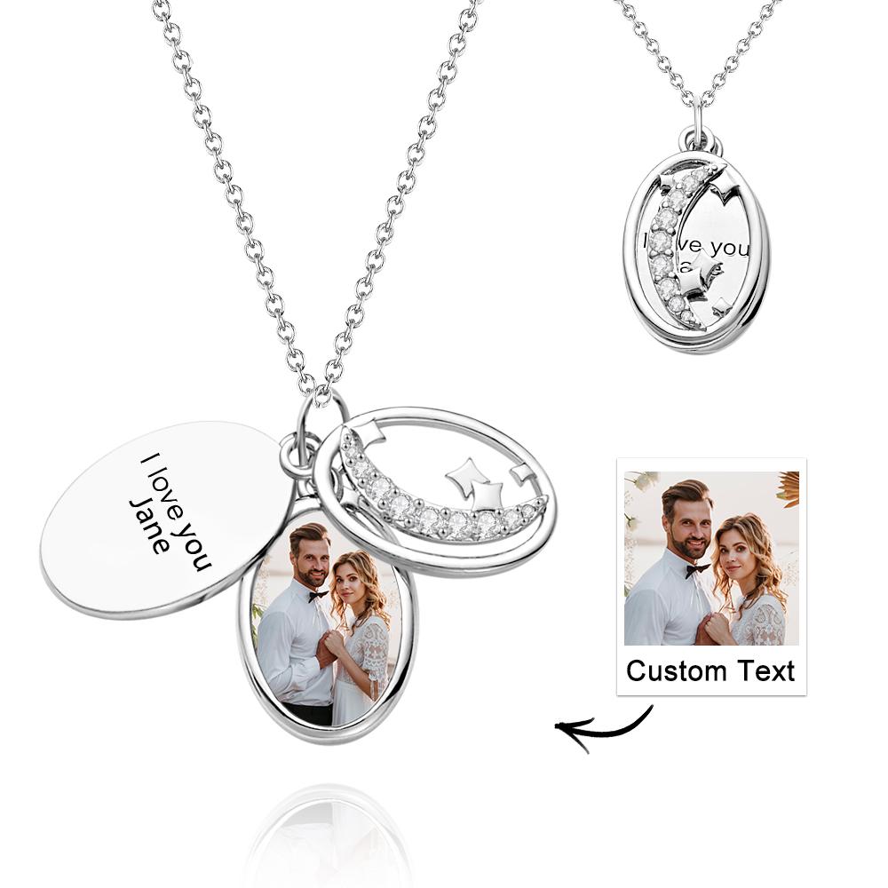 Collana Personalizzata Con Foto Incisa Regali Con Strass A Stella Multistrato - soufeelit
