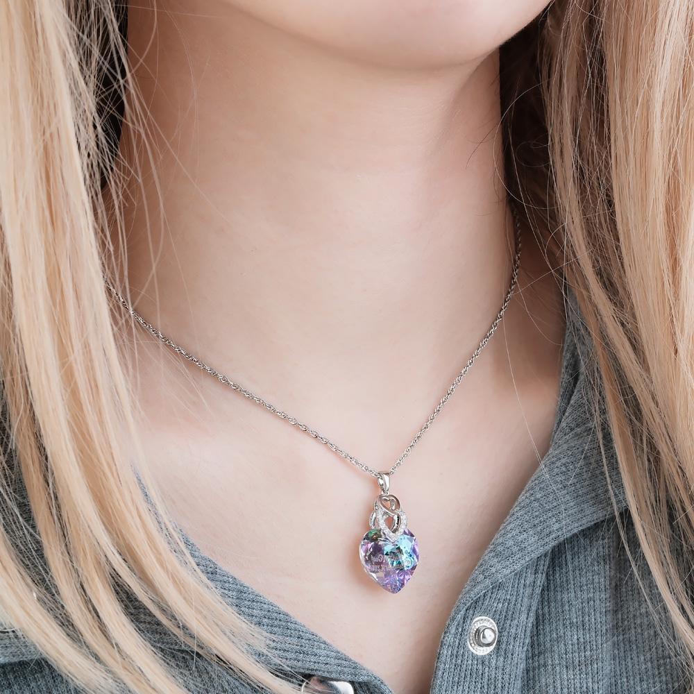 Collana Con Incisione Personalizzata Cuore Regali Delicati In Cristallo Chiaro Colorato - soufeelit