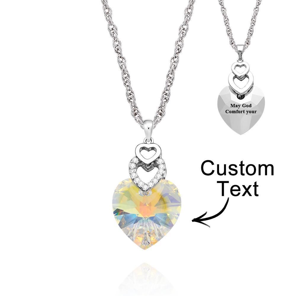 Collana Con Incisione Personalizzata Cuore Regali Delicati In Cristallo Chiaro Colorato - soufeelit