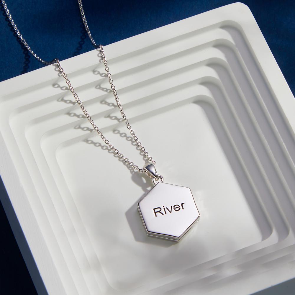 Collana Personalizzata Con Foto Incisa Hexagon Regali Unici Per Coppia - soufeelit