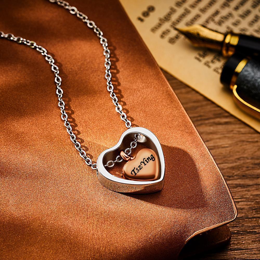 Collana Con Ciondolo Urna Commemorativa Con Cuore Inciso Personalizzato