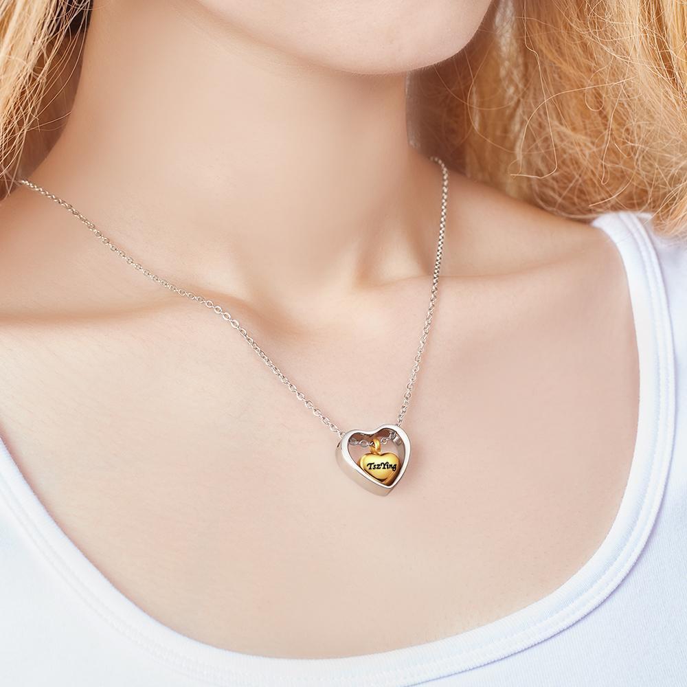 Collana Con Ciondolo Urna Commemorativa Con Cuore Inciso Personalizzato