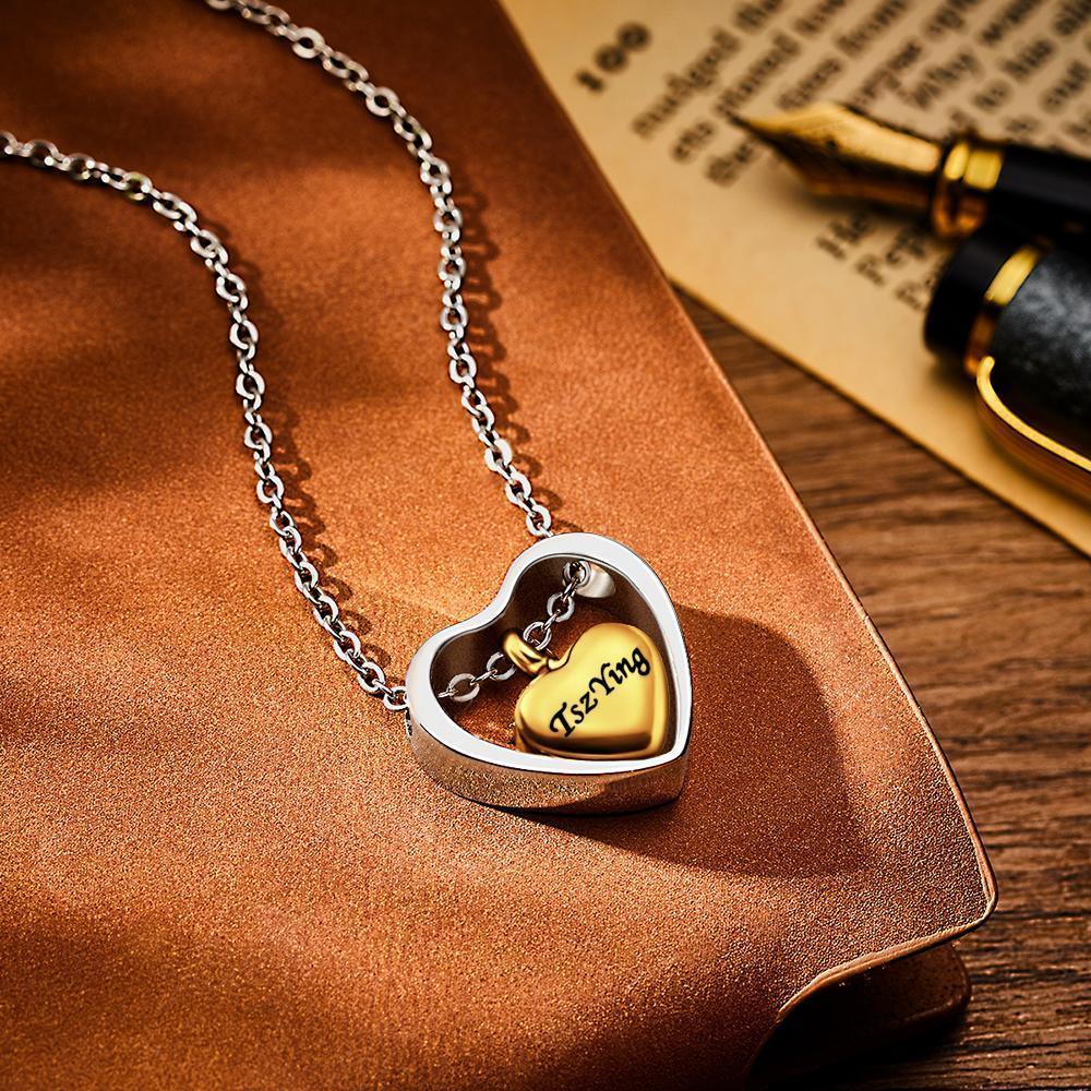 Collana Con Ciondolo Urna Commemorativa Con Cuore Inciso Personalizzato