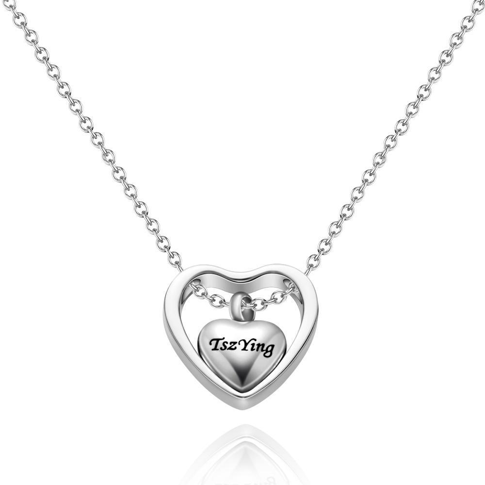 Collana Con Ciondolo Urna Commemorativa Con Cuore Inciso Personalizzato