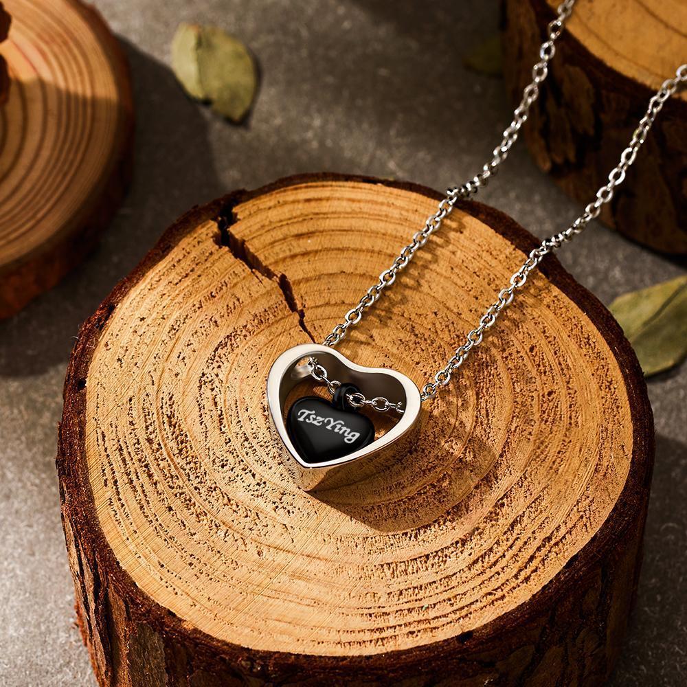 Collana Con Ciondolo Urna Commemorativa Con Cuore Inciso Personalizzato