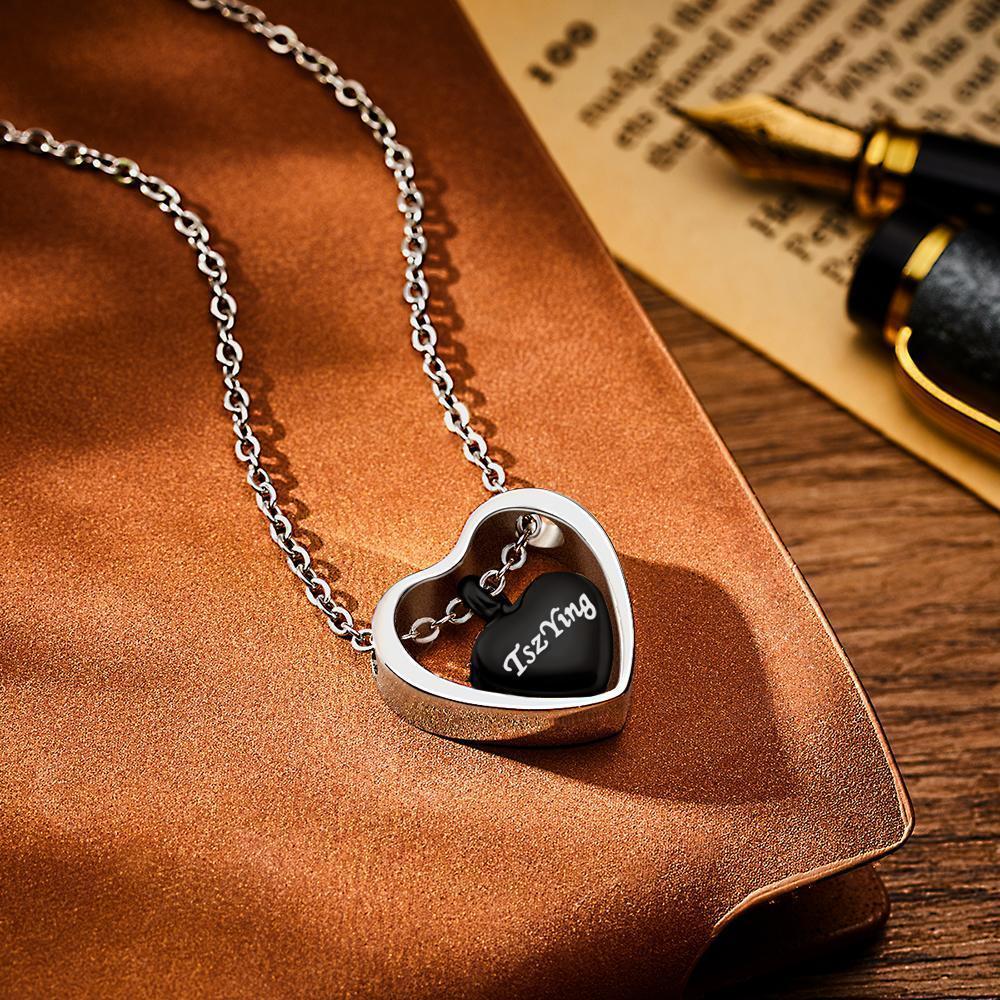 Collana Con Ciondolo Urna Commemorativa Con Cuore Inciso Personalizzato