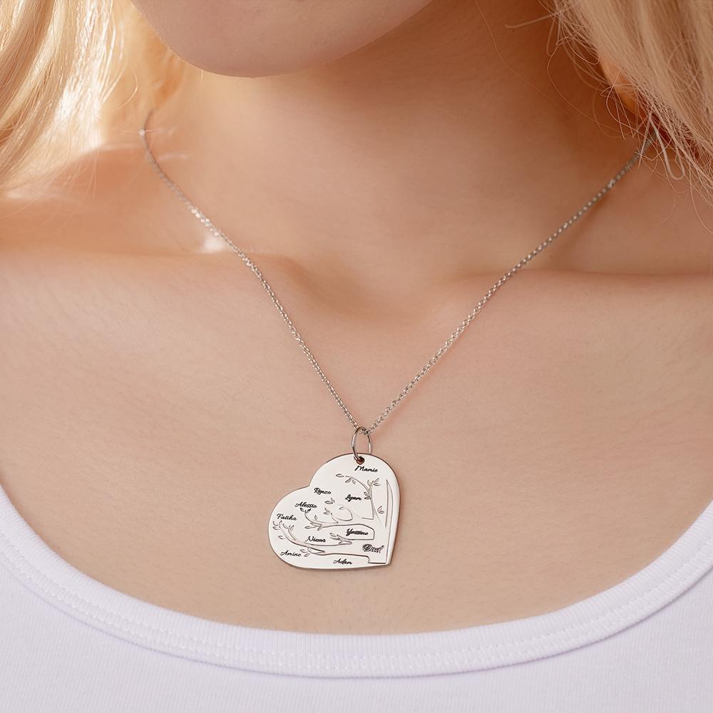 Collana Con Incisione Personalizzata Ciondolo Albero Genealogico A Forma Di Cuore