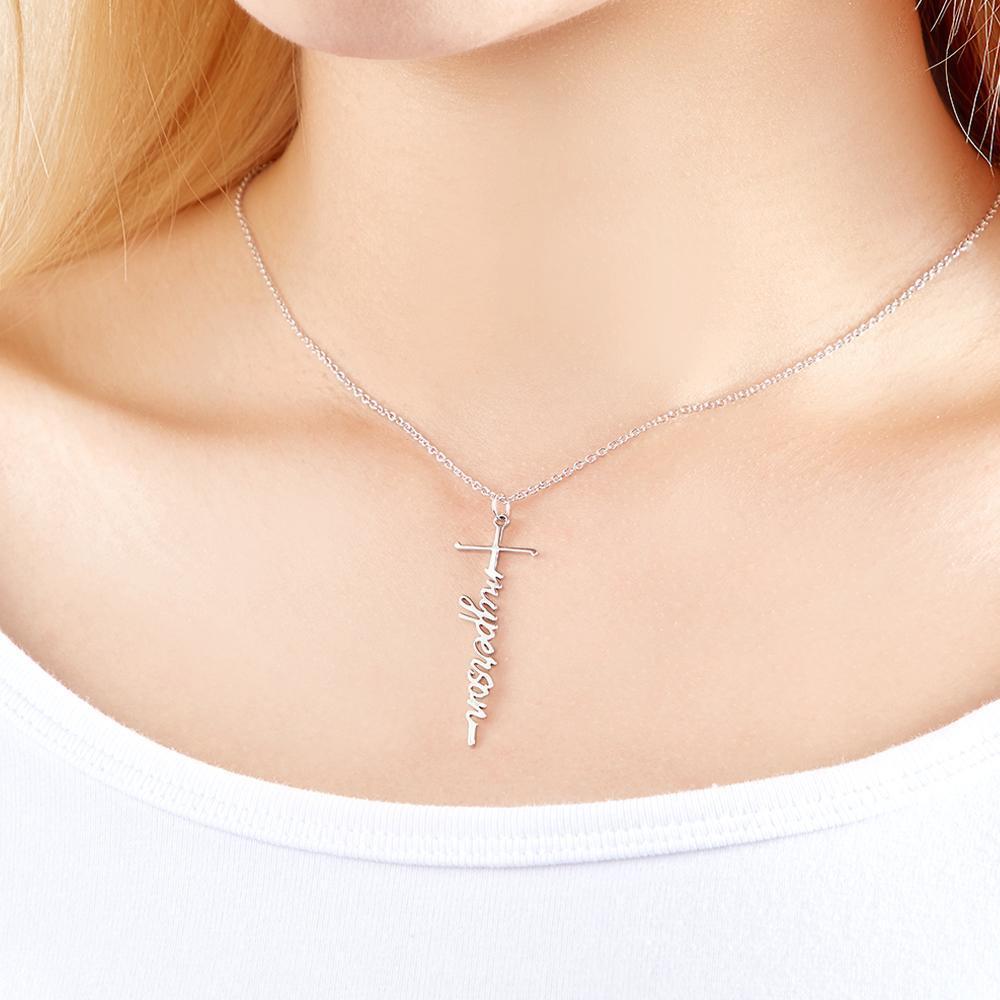 Collana Con Incisione Personalizzata Croce Con Lettere Ondulate Regali Creativi