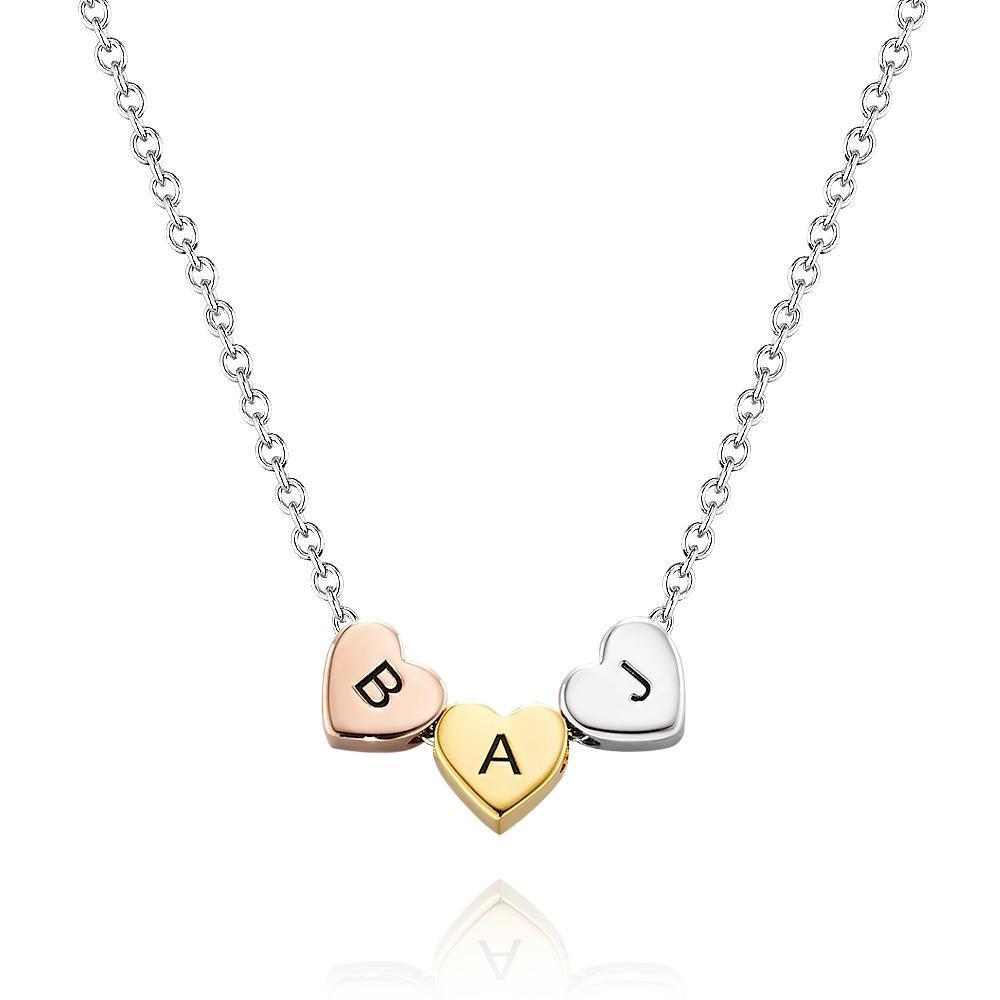 Collana Con Incisione Personalizzata Collana Con Triplo Cuore In Metallo Misto Spazzolato