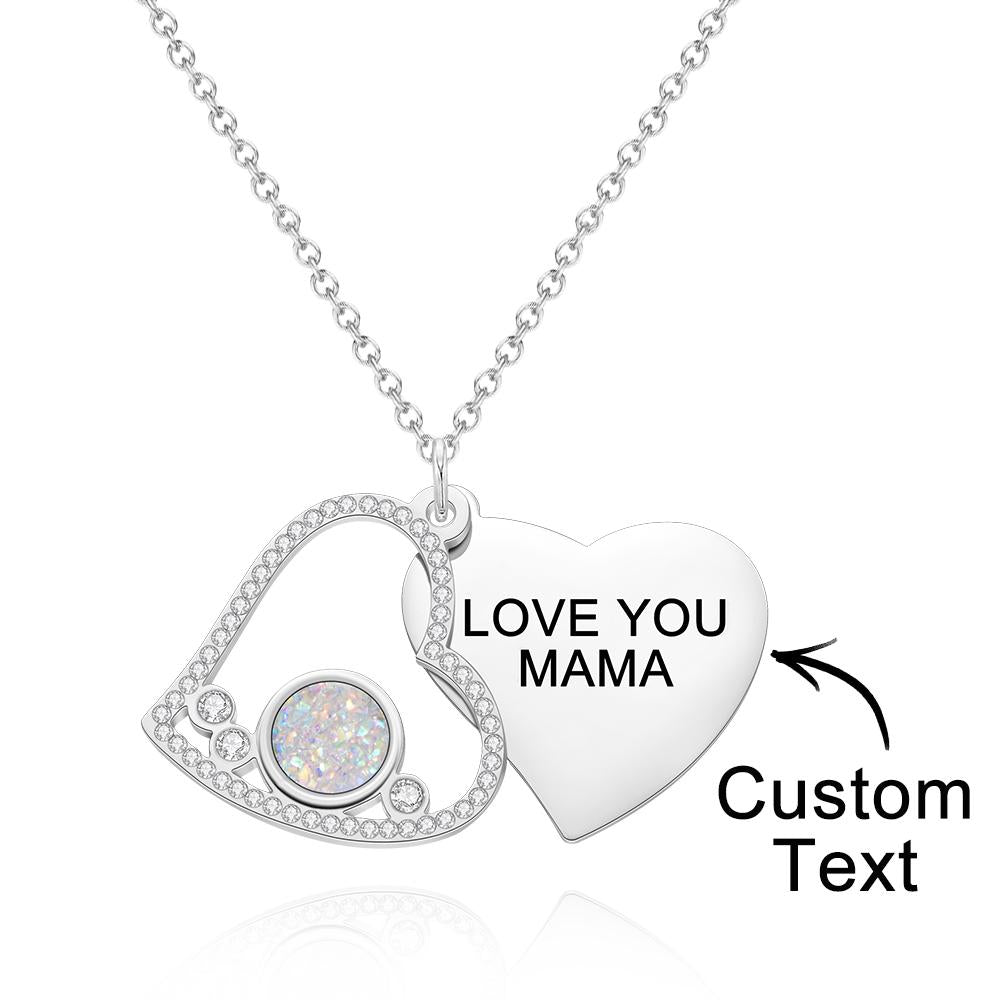 Regali Personalizzati Con Doppio Strass A Forma Di Cuore Con Collana Incisa - soufeelit