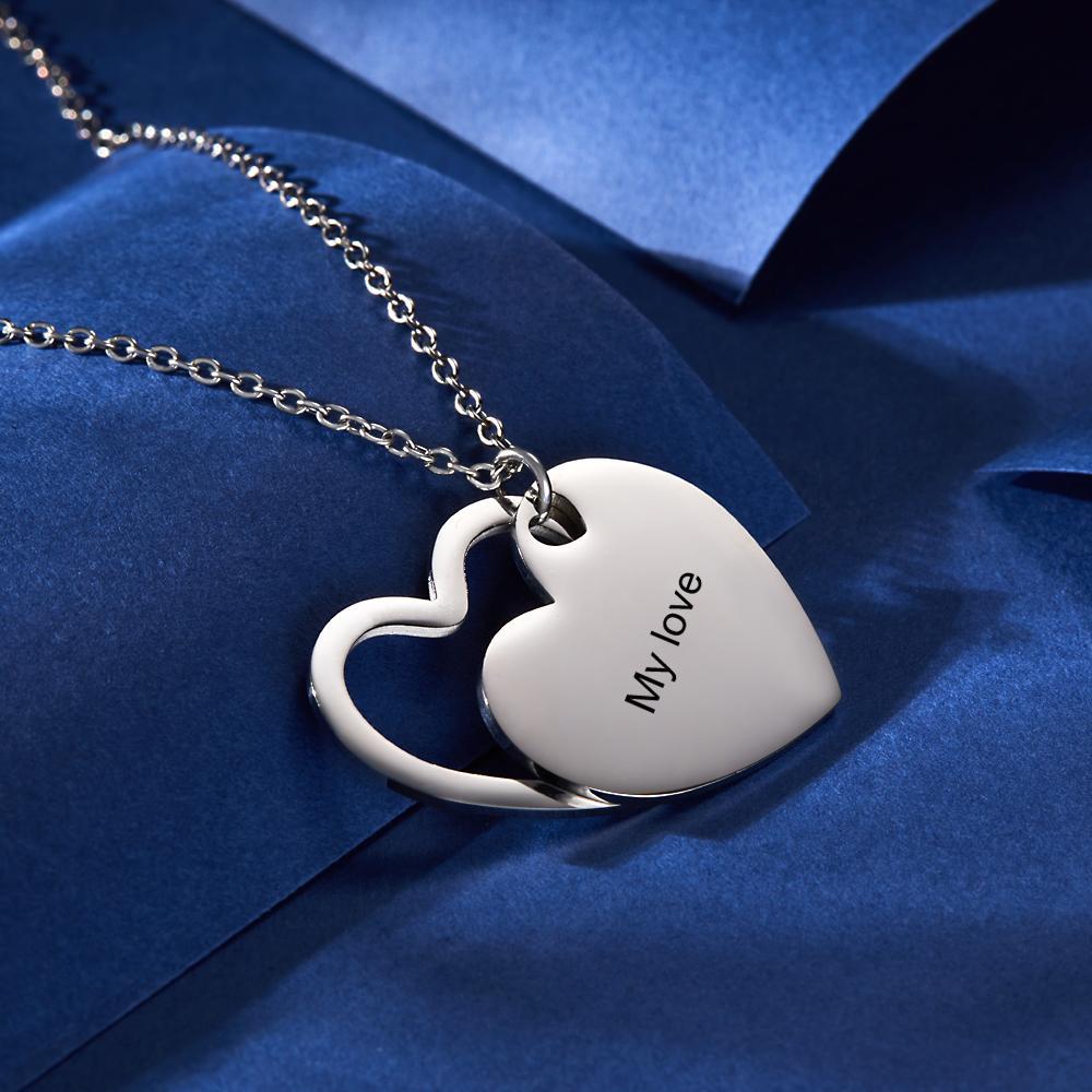 Regali Personalizzati A Forma Di Cuore A Doppio Strato Con Collana Con Foto Incisa - soufeelit
