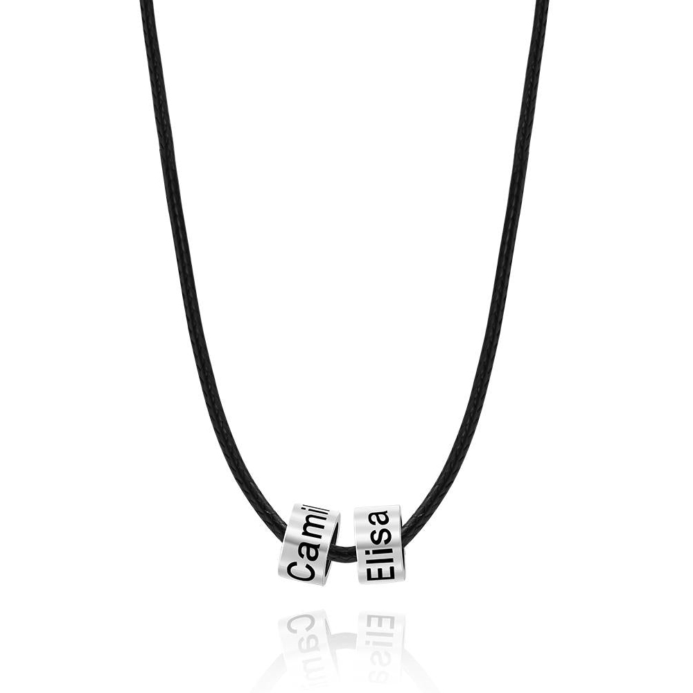 Collana Intrecciata Con Perline A Tubo Con Incisione Personalizzata Regalo Per Uomo