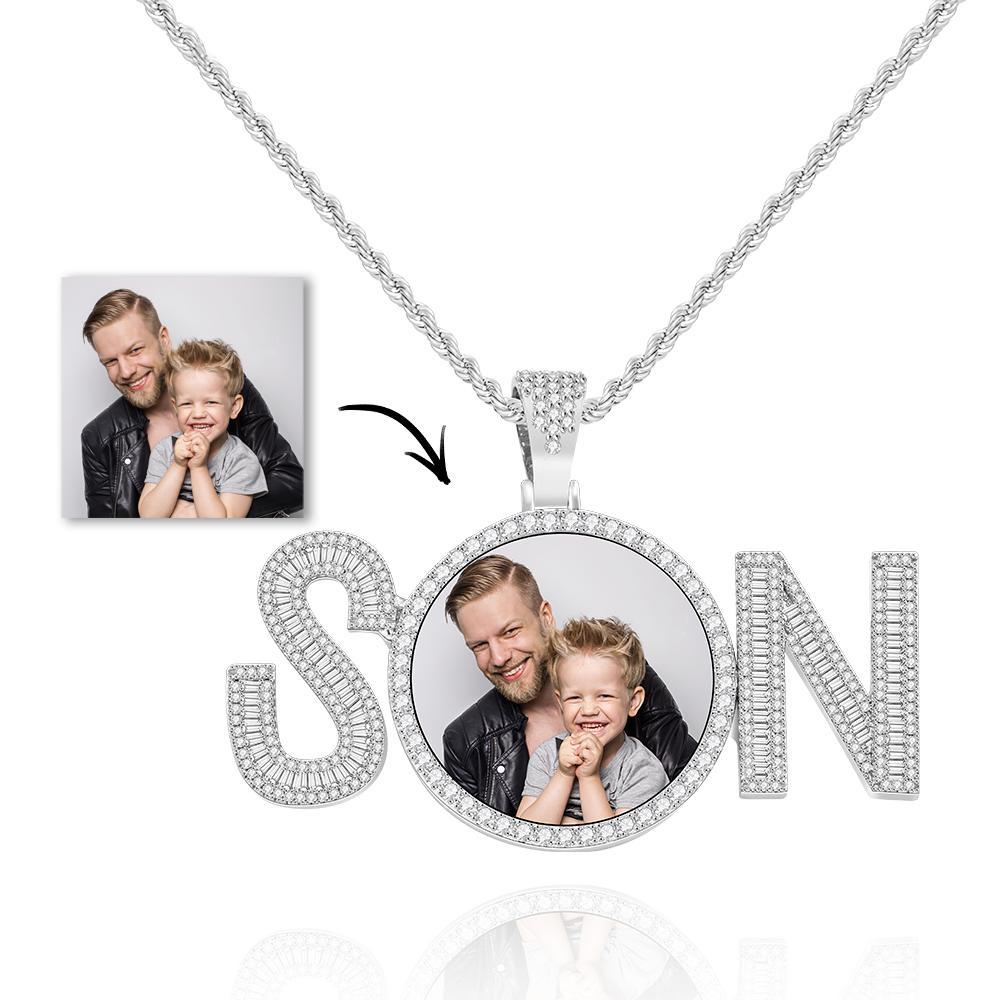 Collana Con Ciondolo In Zircone Con Foto Personalizzata Son Collana Con Ciondolo A Forma Di Lettera - soufeelit