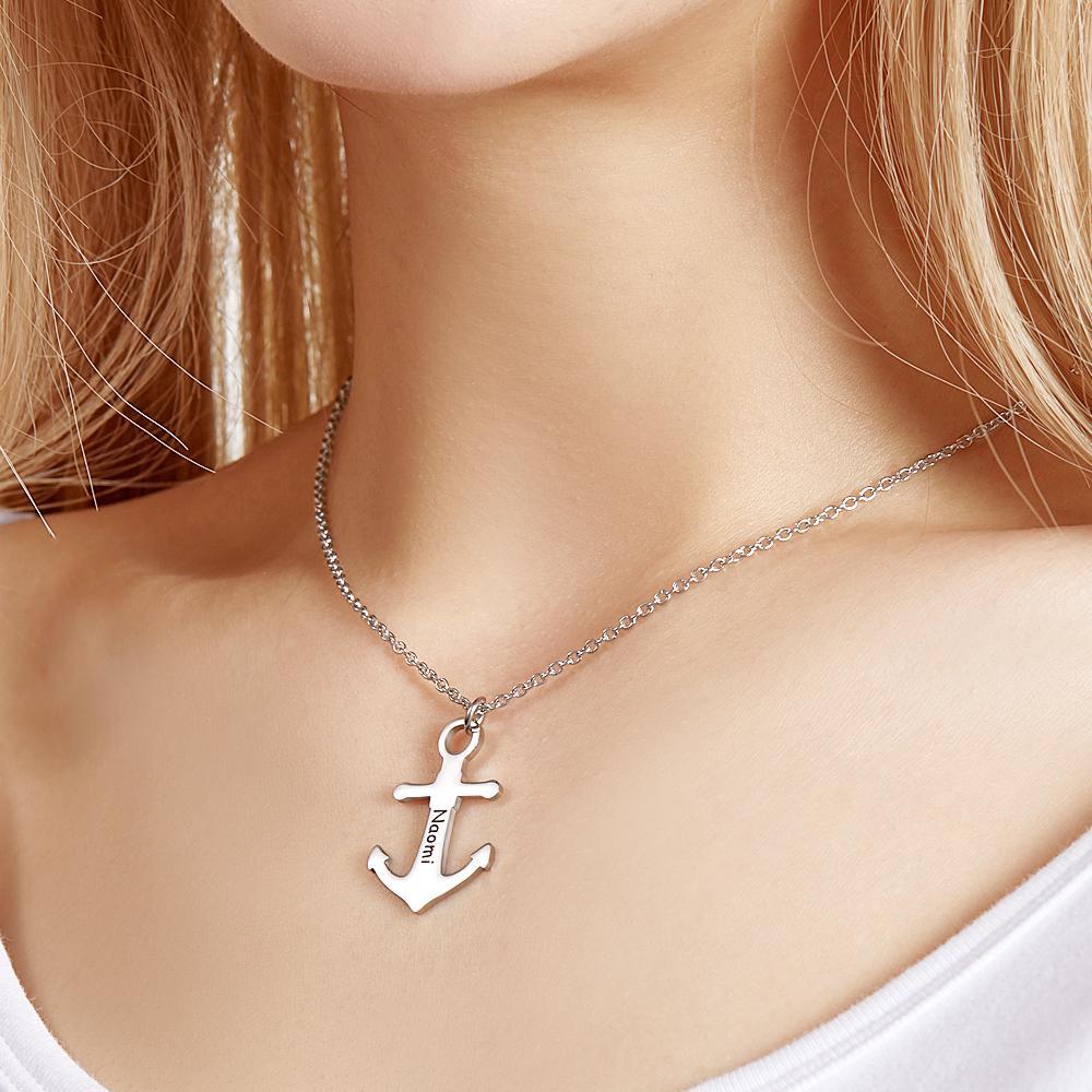 Collana Con Incisione Personalizzata Collana Con Ancora Personalizzata Regalo Per Le Donne - soufeelit