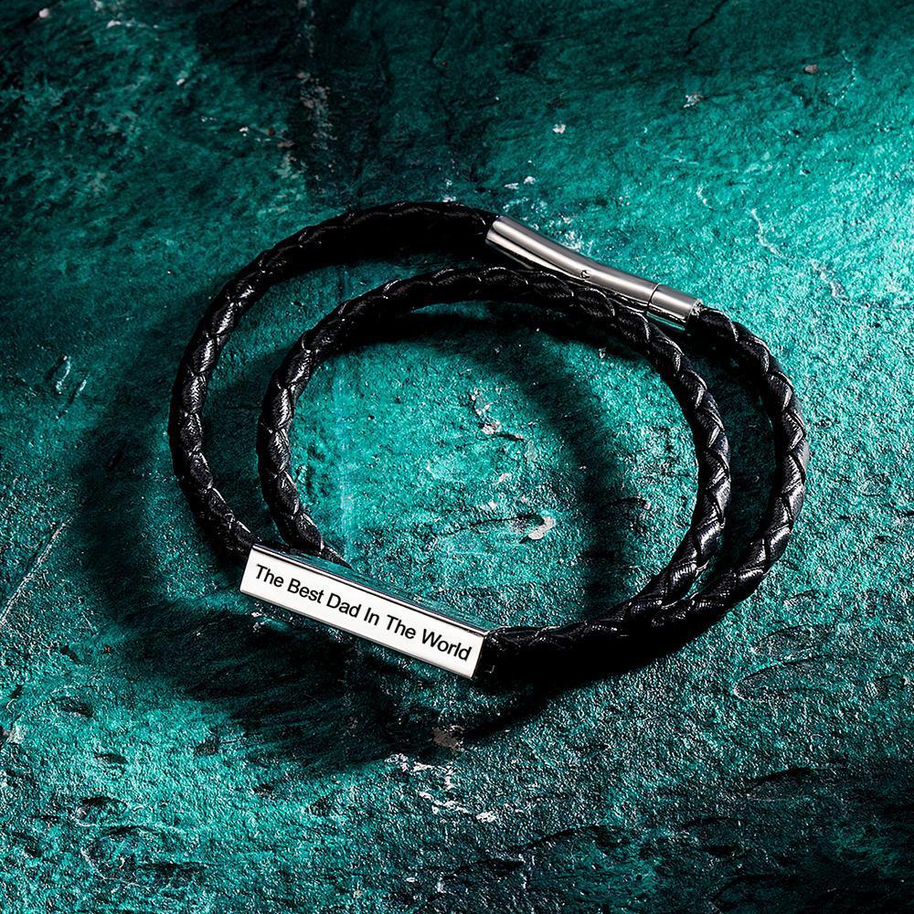 Bracciale In Pelle Da Uomo Bracciale In Pelle Avvolgente Bracciale Con Nome Regalo Per Lui