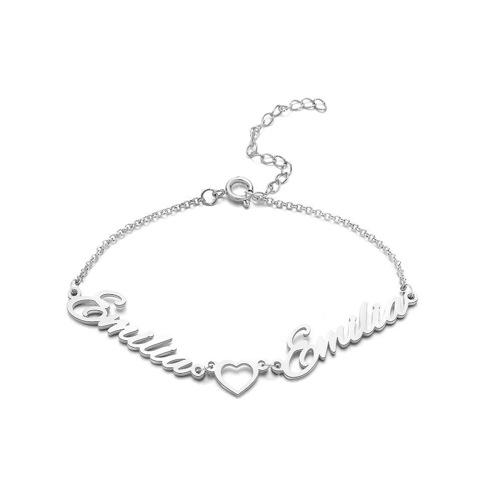 Bracciale personalizzato inciso Bracciale con due nomi Regalo di San Valentino per lei