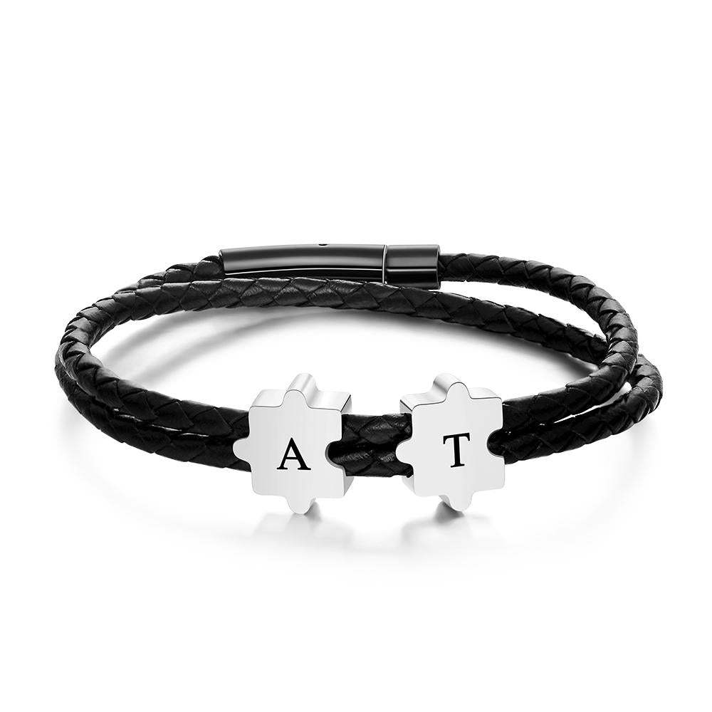 Bracciale Con Incisione Personalizzata Forma Di Puzzle Nome Personalizzato Regalo Da Uomo