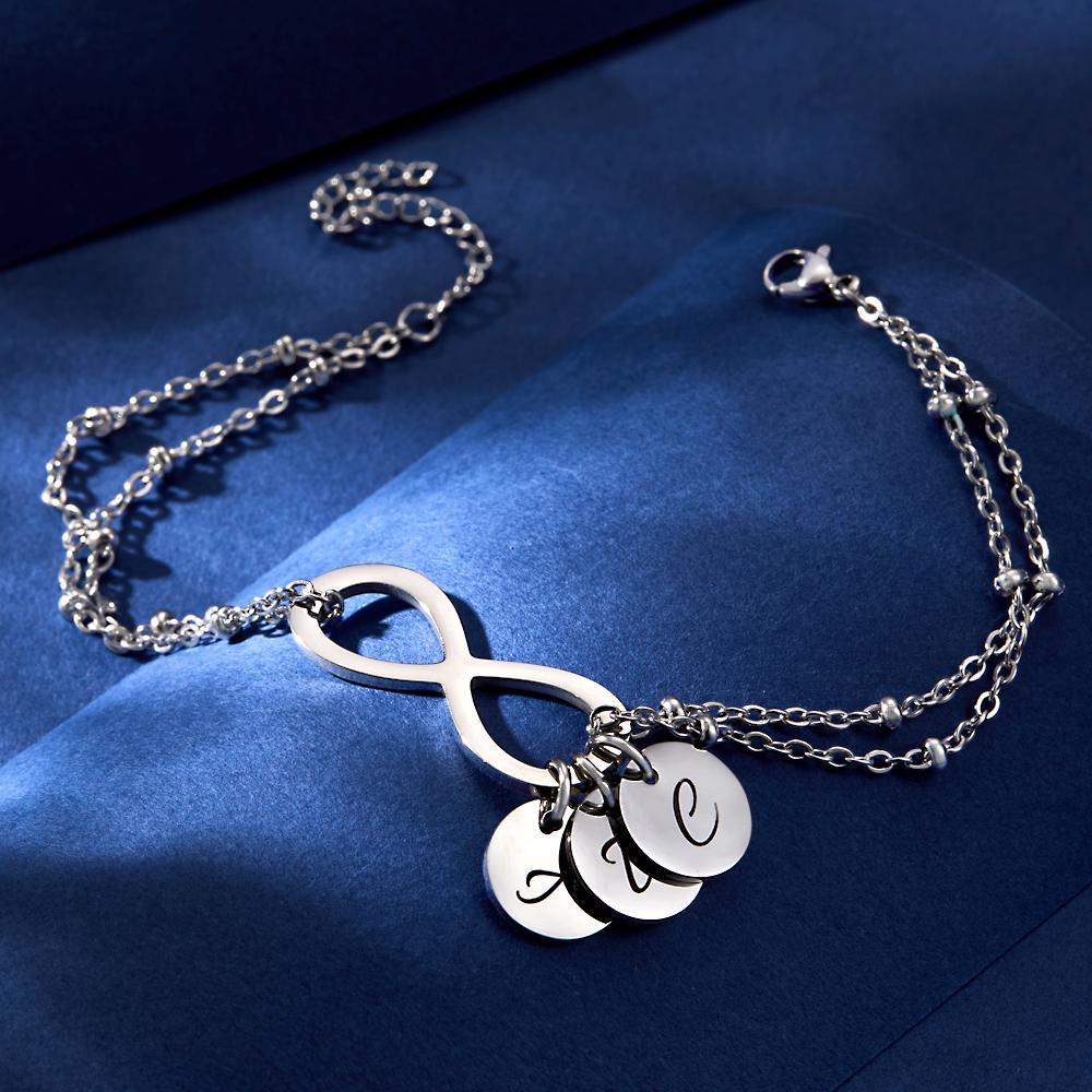 Bracciale Personalizzato Con Lettera Bracciale Personalizzato Pendente Infinity Love Per Lei - soufeelit