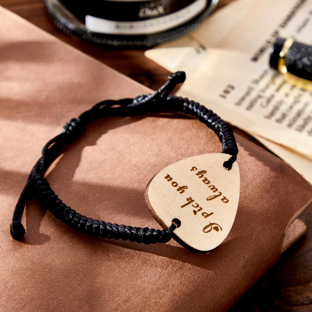 Bracciale Con Incisione Personalizzata Plettro Per Chitarra In Legno Regali Creativi - soufeelit